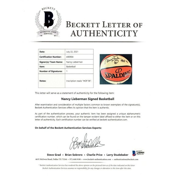 Nancy Lieberman Phoenix Mercury Signed WNBA Basketball Proof Beckett Autographed - Picture 4 of 8